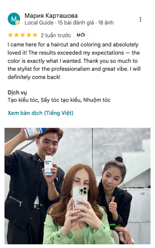 5-star Google review from Maria Kartashova
