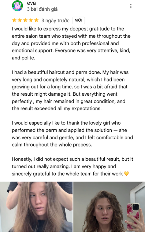 5-star Google review from Eva
