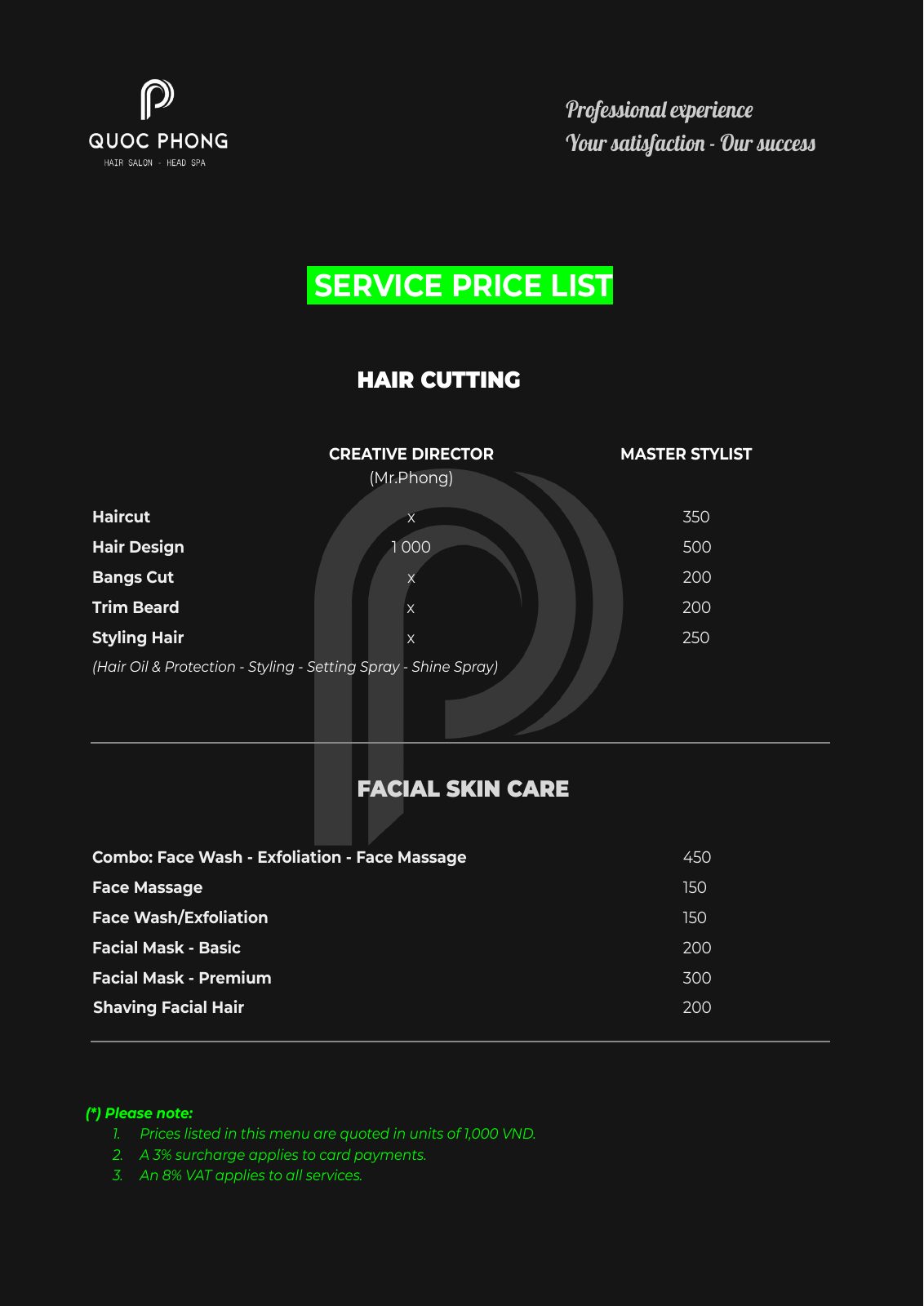 Price list page 3 of 18